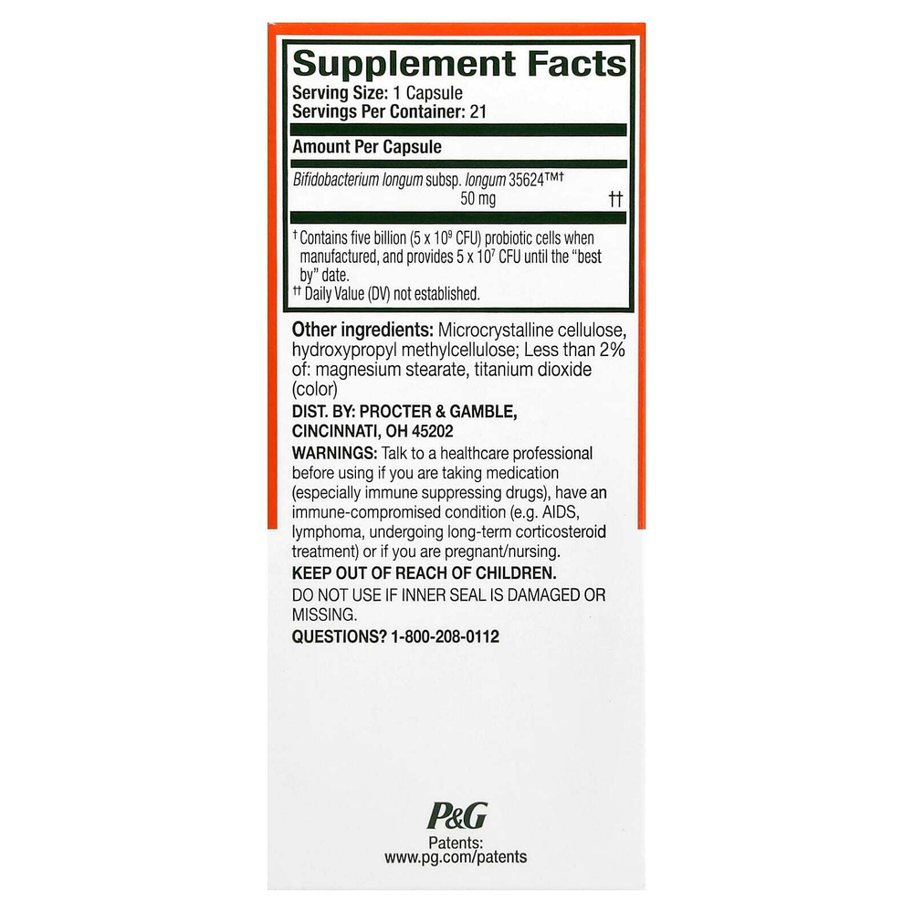 Align Probiotics, пробиотик, 21 капсула (50 мг в 1 капсуле)