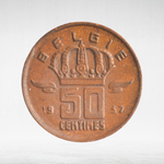 Belgium, 50 Centimes (Dutch Text), 1957, VF