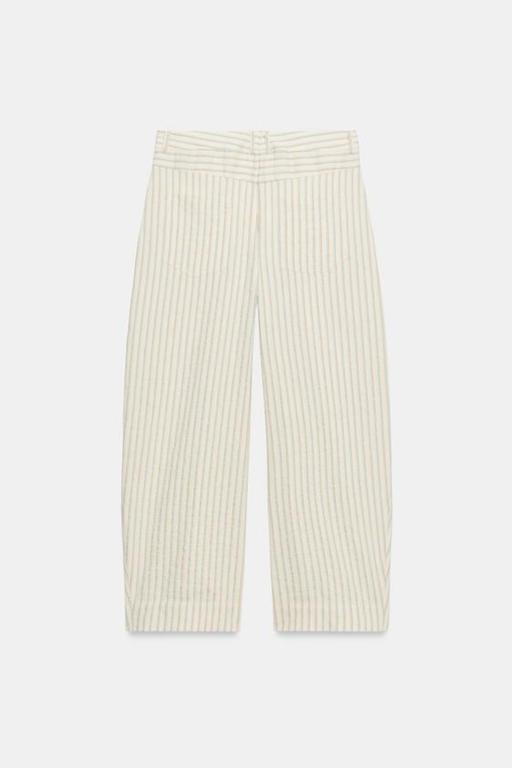 ZARA БРЮКИ БАРРЕЛЬ В ПОЛОСКУ — ZW COLLECTION, ЭКРЮ