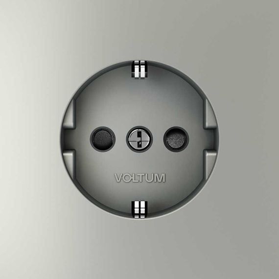 Розетка встраиваемая Voltum S70 с заземлением и защитными шторками, 16А, (сталь) VLS040205