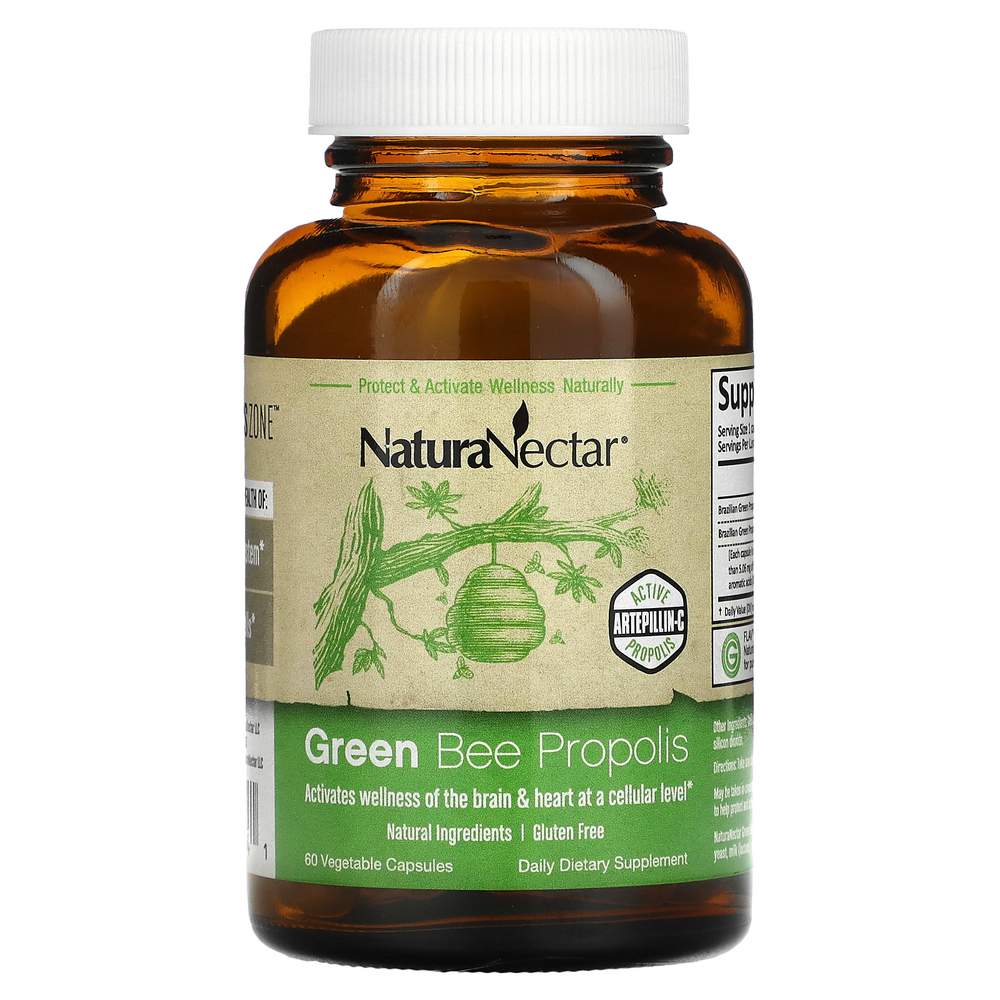 NaturaNectar, Green Bee Propolis, 60 вегетарианских капсул