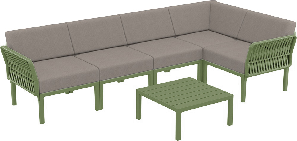 Комплект пластиковой мебели Siesta Contract Portofino Lounge Corner, оливковый, светло-коричневый