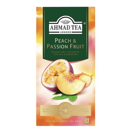 Чай черный Ahmad Tea с ароматом персика и маракуйи 25 пакетиков