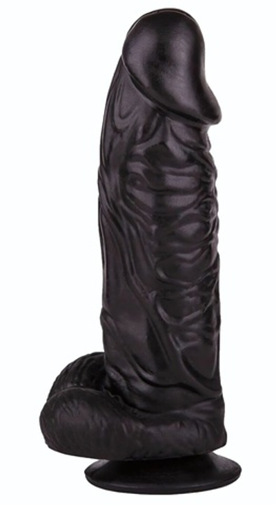 Большой чёрный фаллоимитатор на присоске - 20,5 см. (Цвет: черный)