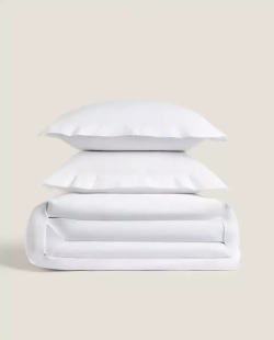 ZARA HOME (200 НИТЕЙ) ПОДОДЕЯЛЬНИК ИЗ ХЛОПКА ПЕРКАЛЬ, БЕЛЫЙ