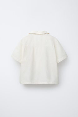 ZARA РУБАШКА ИЗ СМЕСОВОГО ЛЬНА С ВЫШИВКОЙ, ЭКРЮ