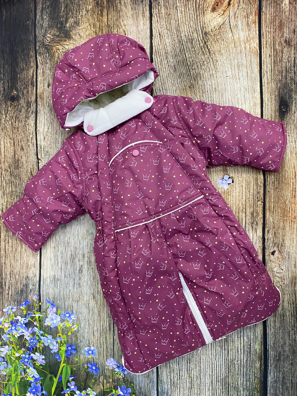 Комбинезон-трасформер детский 2в1 "Принц" , модель: 72-18 (Цвет: Т. брусника, Размер: 80)