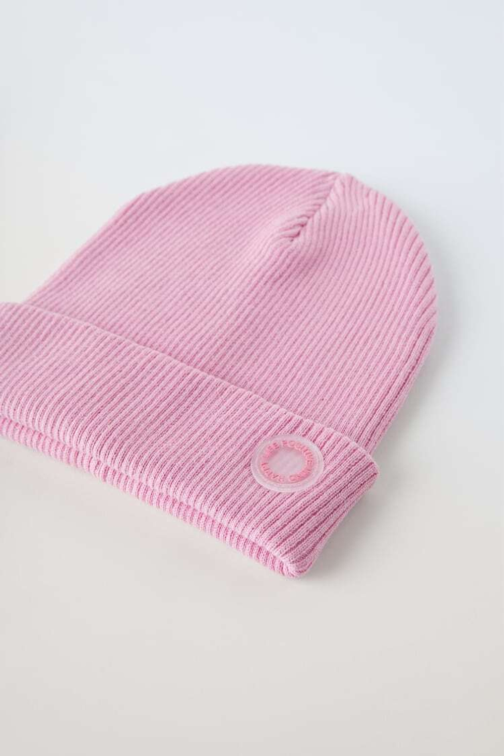 ZARA ХЛОПКОВАЯ ШАПКА-БИНИ В РУБЧИК, ПУДРОВО-РОЗОВЫЙ
