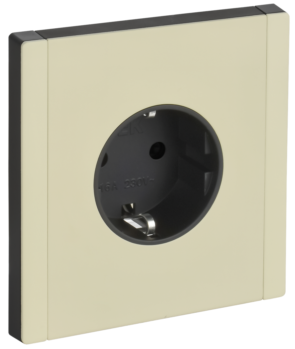 FORTE&PIANO Розетка 1-местная с заземлением без защитных шторок безвинтовое крепление 16А FP814M металл серый сланец IEK