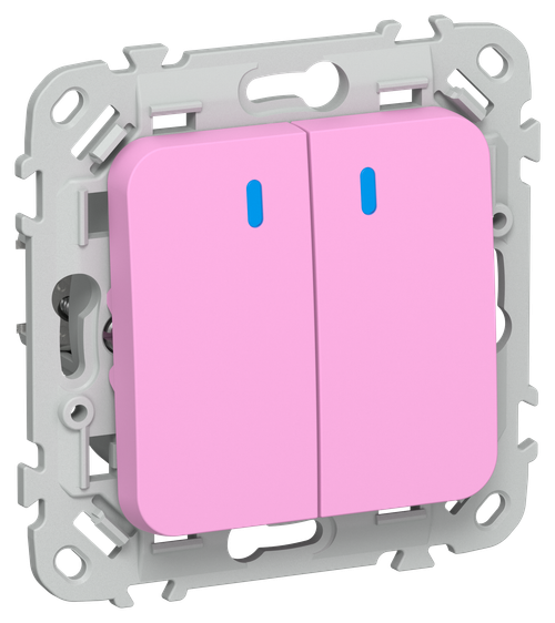 FLITE Выключатель 2-клавишный кнопочный с индикацией 10А ВС12-2-1-ФлПр пурпурный IEK