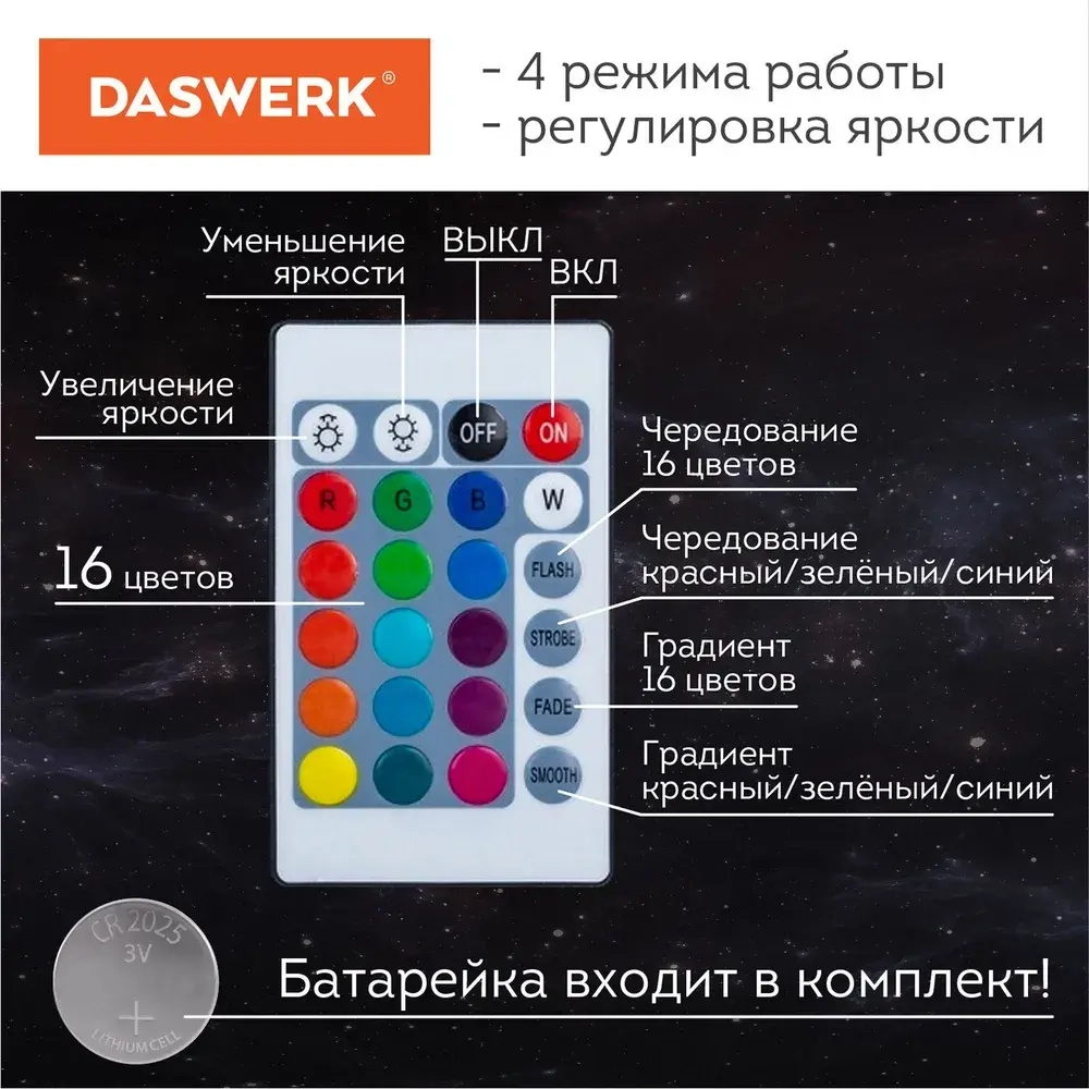 Ночник Луна / 3D светильник светодиодный детский для детей для сна с пультом Led лампа Лунная ночь, 16 цветов, d 15 см, Daswerk
