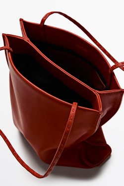 Massimo Dutti Сумка с двумя отделениями из кожи наппа, красный