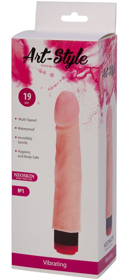 Art-Style №1 – реалистичный вибратор с большой розовой головкой, неоскин, телесный, 22 см
