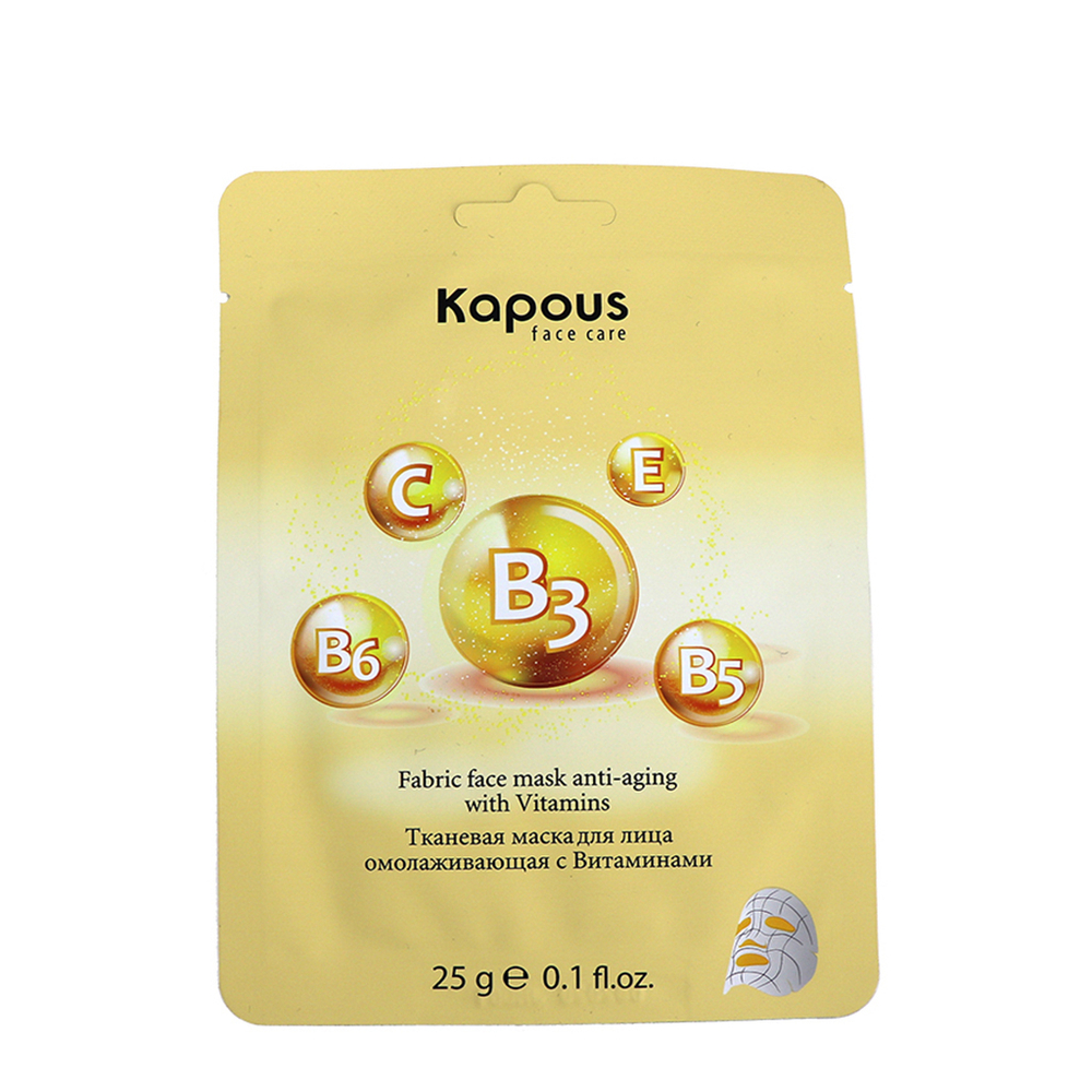 Тканевая маска д/лица омолаживающая с Витаминами Kapous 25 г