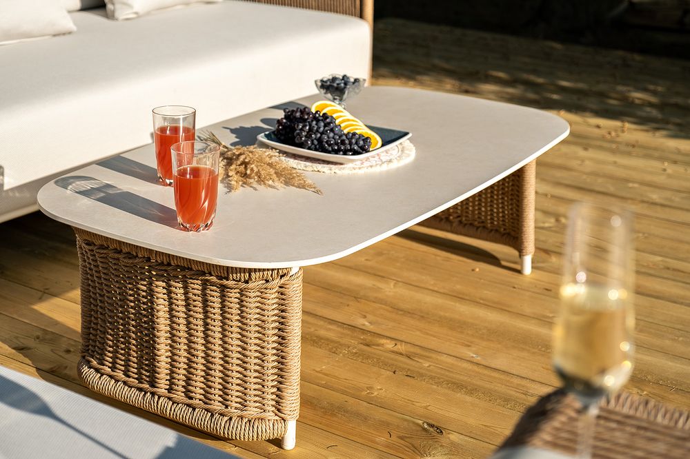 "Мальдивы" трансформирующаяся лаунж-зона из искусственного ротанга, цвет соломенный