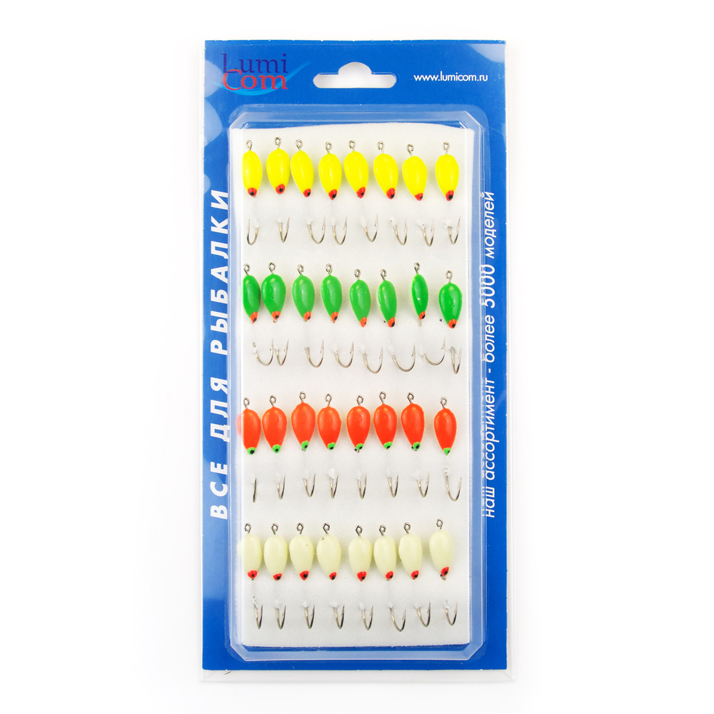 Мормышка фосфорная 106, №4 Long+,ABC (набор 32шт)