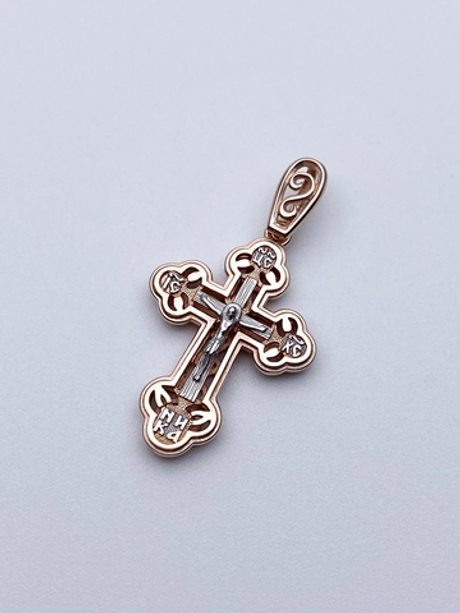 Крест из серебра/Позолота,Родий/С подвижным ухом