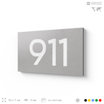 Номер на дверь 911, табличка на дверь для офиса, квартиры, кабинета, аудитории, склада, серая 120х70 мм, Айдентика Технолоджи