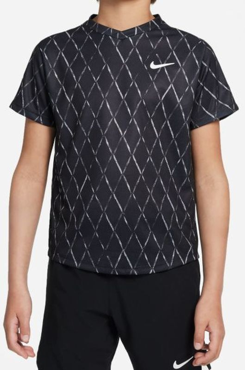 Футболка для мальчика теннисная Nike Court Dri-Fit Victory SS Top Printed - черный