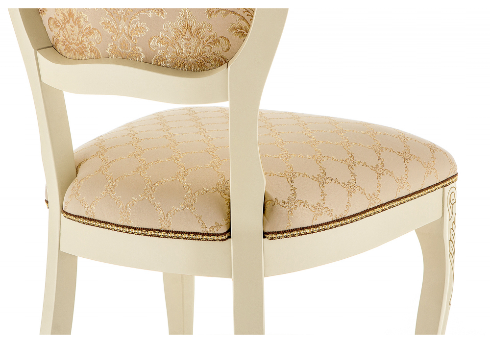 Стул деревянный Woodville Лауро патина золото, бежевый, ножки белые