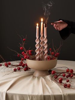 Набор из двух свечей цвета пыльной розы из коллекции Essential, 35 см