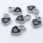 Подвеска Замочек Сердце, цвет серебро+черный, размер 12*9 мм, цена за 1 шт