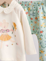 Лонгслив и брюки в комплекте для малышей Next E66-461, Молочный, Мятный