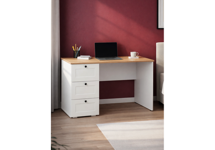 Компьютерный стол Woodville Опра белый шагрень, дуб золотой craft