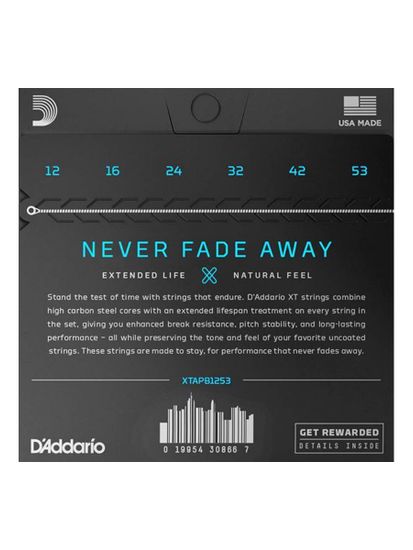 Струны для акустической гитары 12-53 D'ADDARIO XTAPB1253