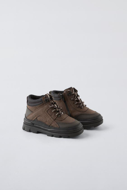 ZARA БОТИНКИ СО ШНУРОВКОЙ, КОРИЧНЕВЫЙ