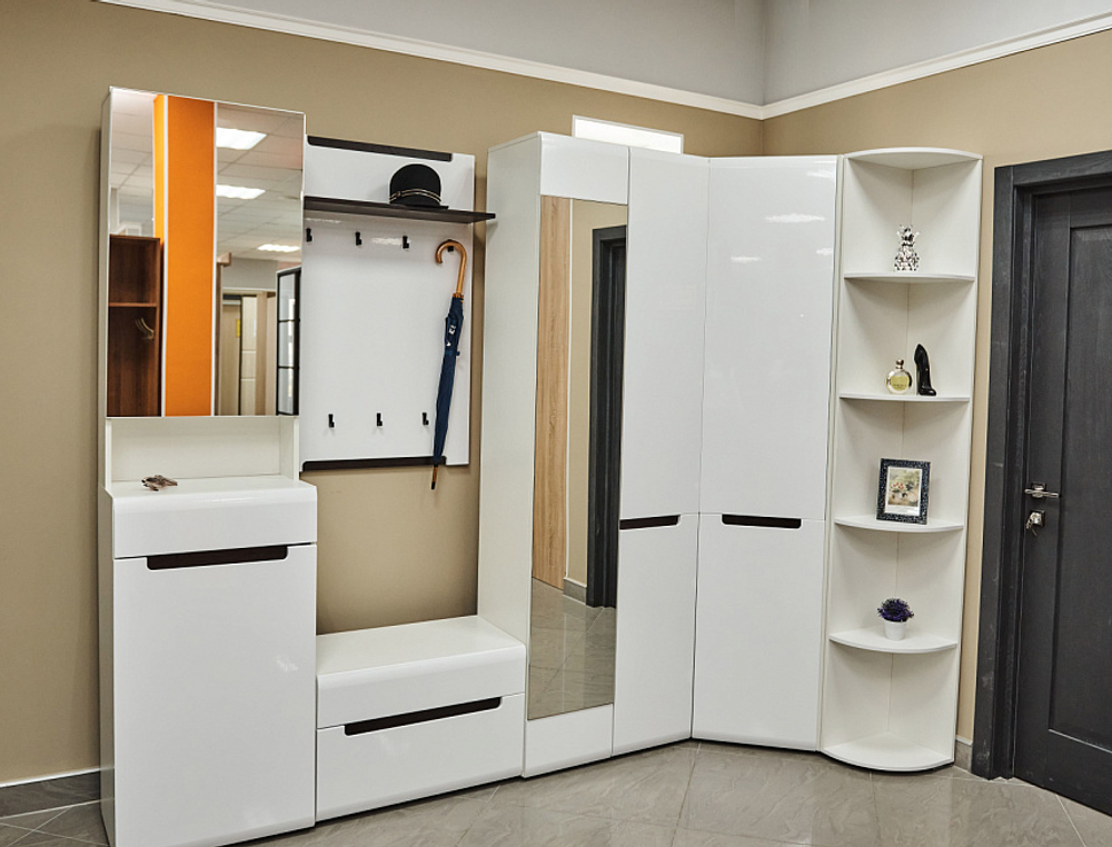 Тумба с зеркалом Стокгольм белый/белый глянец