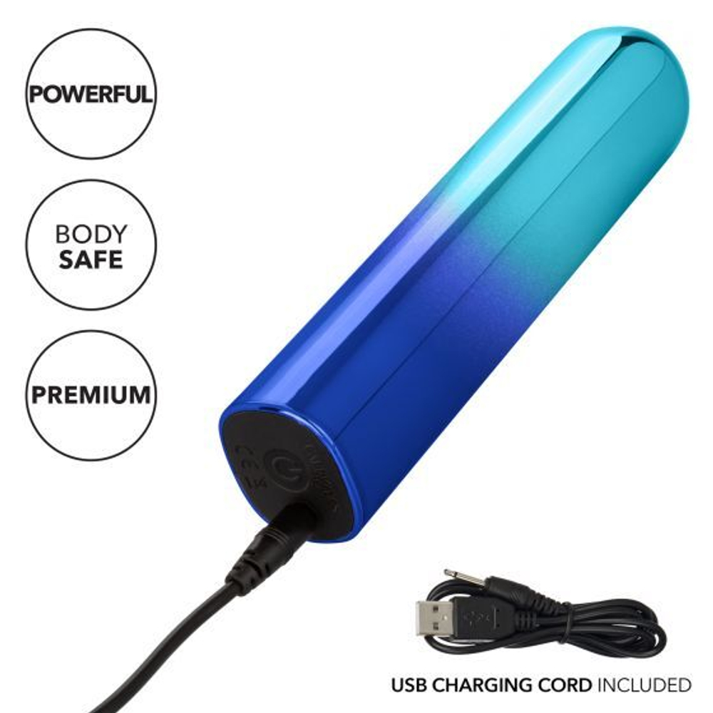 Голубой гладкий мини-вибромассажер 9см California Exotic Novelties Glam Vibe SE-4406-25-3