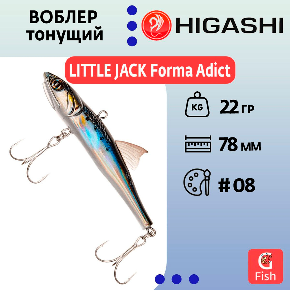 Воблер LITTLE JACK Forma Adict 68mm #03, Тонущий (Sinking)