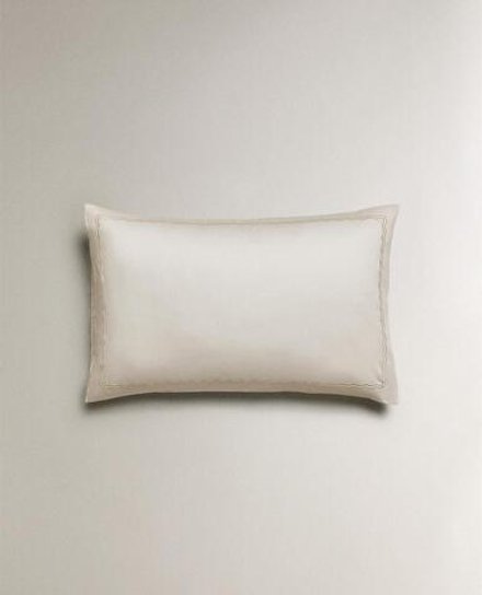 ZARA HOME ХЛОПКОВАЯ НАВОЛОЧКА С КОНТРАСТНОЙ ОТДЕЛКОЙ, ЗОЛОТИСТЫЙ
