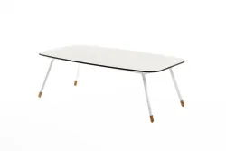 "Верона" журнальный стол из HPL 120х65, H40, каркас белый муар, цвет столешницы "молочный"