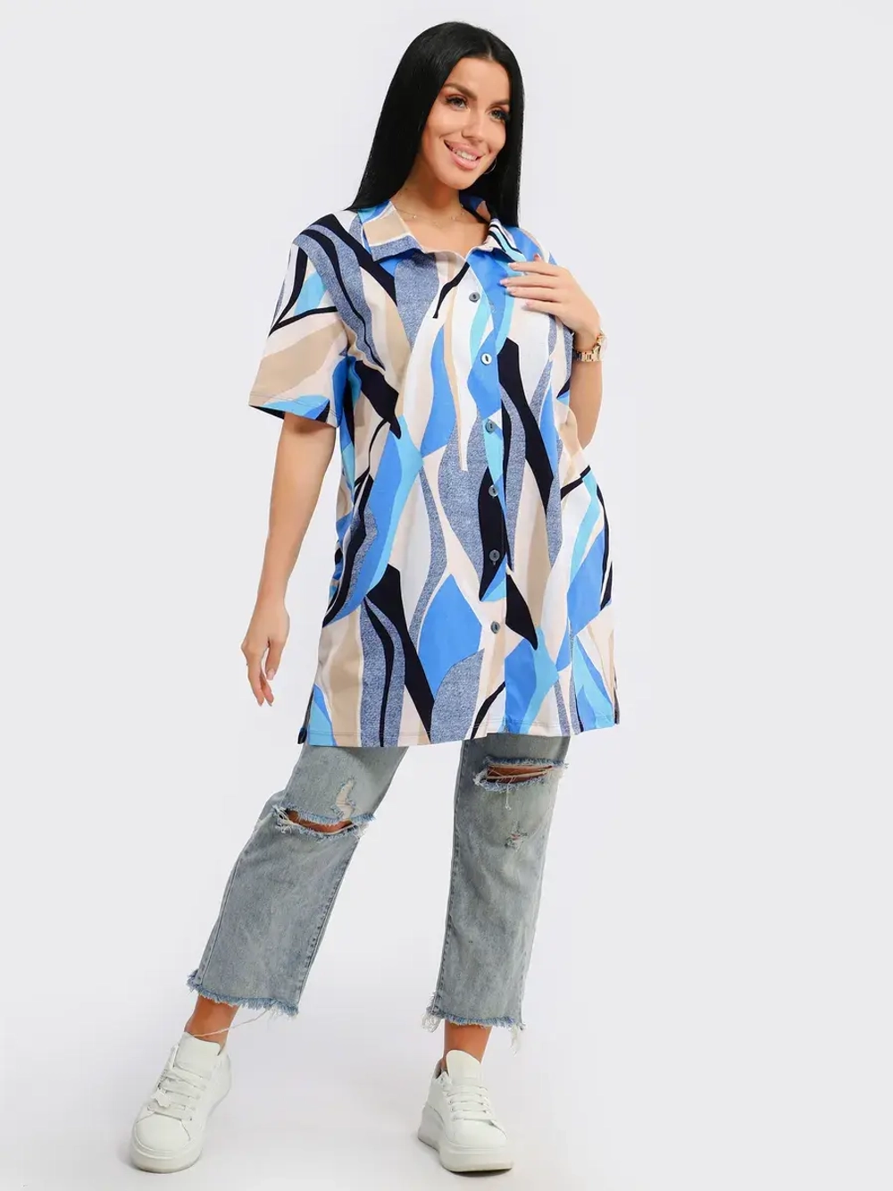 Туника-рубашка хлопок большие размеры