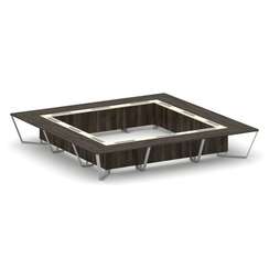 Steel Meet Стол переговорный квадратный KMK-PR.B.SP-24K Дуб Мали/Ваниль Глянец/Металл Серый 4800*480