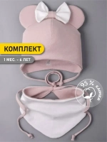 Шапка для девочек с ушками и снуд на осень