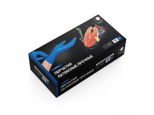 Перчатки латексные прочные L синие High Risk (100шт)