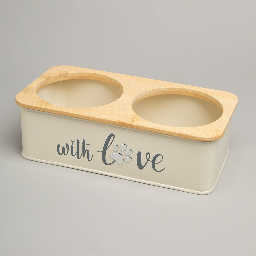 МИСКА AGNESS ДЛЯ ЖИВОТНЫХ ДВОЙНАЯ НА ПОДСТАВКЕ, 25,5Х13Х7 СМ