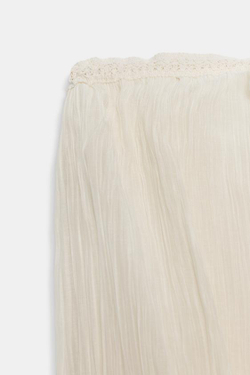 ZARA ПЛАТЬЕ БЕЗ БРЕТЕЛЕК ИЗ КОМБИНИРОВАННЫХ ТКАНЕЙ С ВЫШИВКОЙ, ЖЕЛТОВАТО-БЕЛЫЙ
