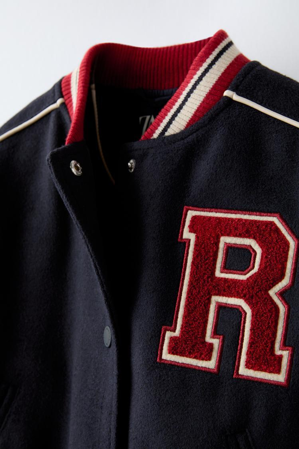 ZARA БОМБЕР В СТИЛЕ ПРЕППИ, МОРСКОЙ СИНИЙ