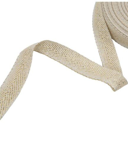 Лента киперная с люрексом 20 мм С3868Г17 белый/золото