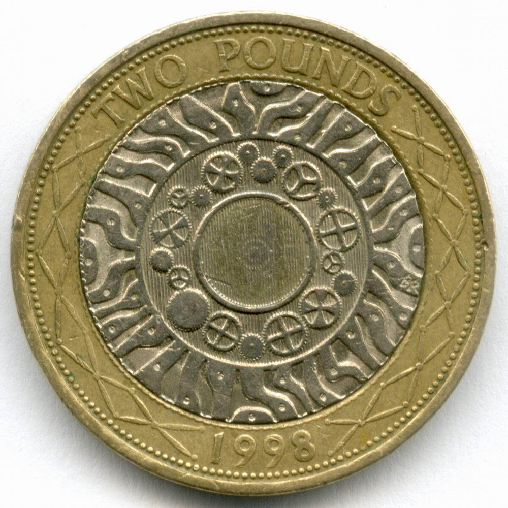 2 фунта 1998 год. Великобритания (Елизавета II). Биметалл, диаметр 28.4 мм. VF-XF