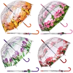 Зонт-трость женский купол «Цветы», 8 спиц, цвет микс, d-80см, длина в слож. виде 82см