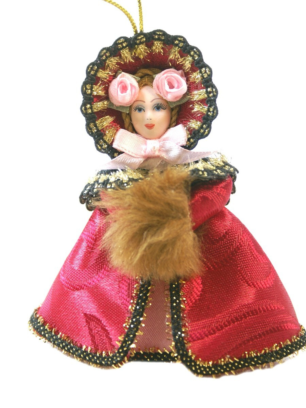 Кукла-подвеска Девушка пушкинской эпохи с муфтой