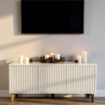 Тумба под телевизор на ножках ROYAL 5041 эко (Белый-Золото)