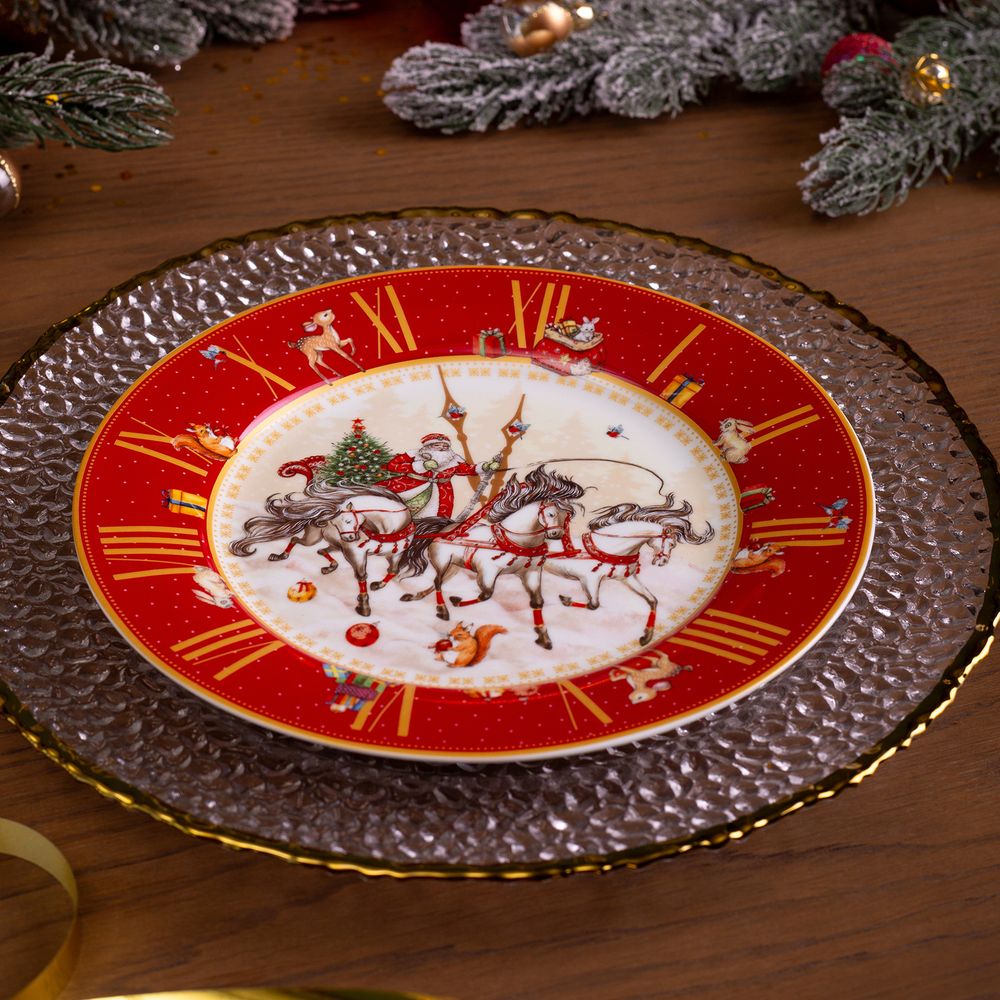 ТАРЕЛКА ОБЕДЕННАЯ LEFARD "ЧАСЫ" 20,5 СМ КРАСНАЯ (КОР=18ШТ.)