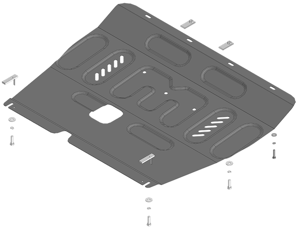 Защита картера двигателя, КПП. 2 мм, Сталь. для Mitsubishi Outlander IV 2022-2024, Motodor.71305