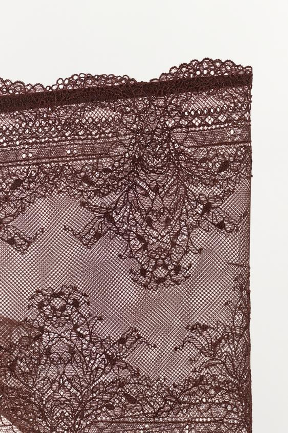 ZARA КРУЖЕВНЫЕ ТРУСЫ-ШОРТЫ, ТЕМНО-КОРИЧНЕВЫЙ